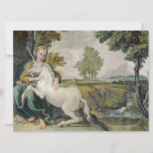 Carte Unicorn et une jeune femme (par Domenichino) (Devant)