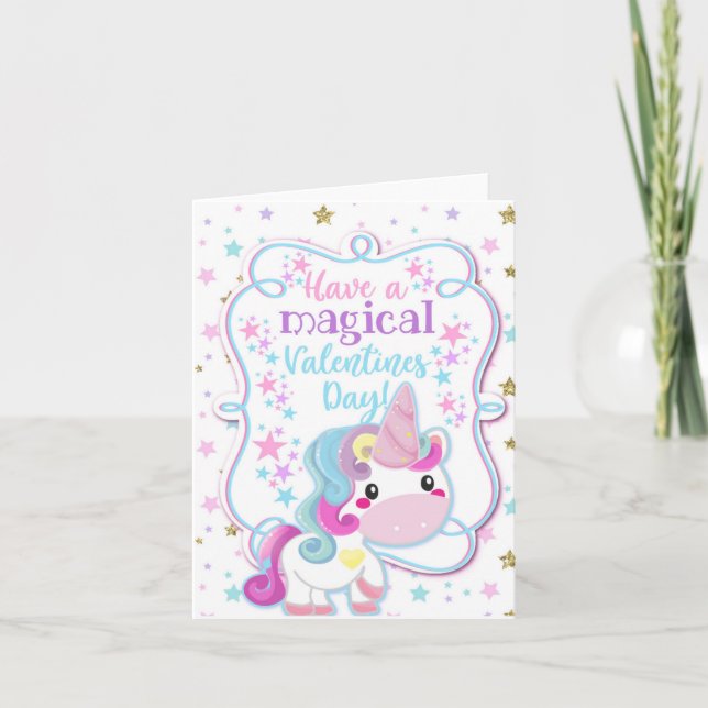 Carte Unicorn Have a Magical Valentines Day Kids (Devant)