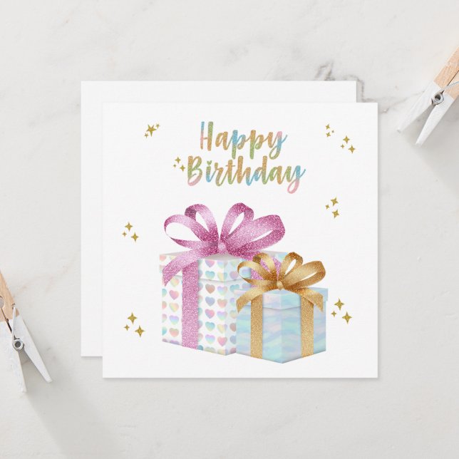 Carte Unicorn Joyeux anniversaire (Devant/Arrière en situation)