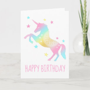 Carte Unicorn Joyeux Anniversaire Pastel Rainbow