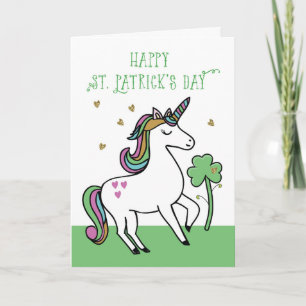 Carte Unicorn St. Patrick's Day Vois avec Shamrock