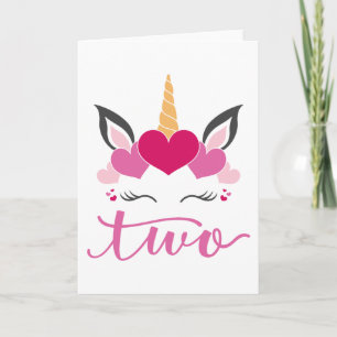 Carte Unicorn Two Birthday Folded Greeting Card