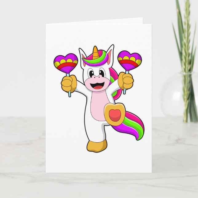 Carte Unicorne avec les coeurs (Devant)