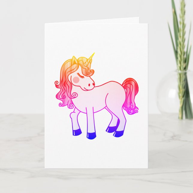 Carte Unicorne colorée, Anniversaire (Devant)
