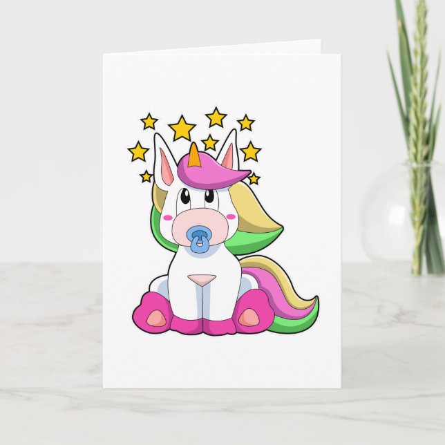 Carte Unicorne comme bébé avec Pacificateur (Devant)