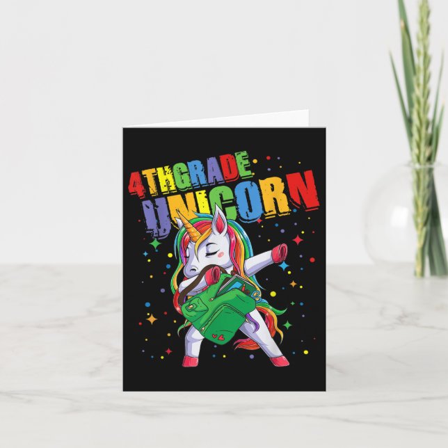 Carte Unicorne de 4e année filles garçons enfants mignon (Devant)