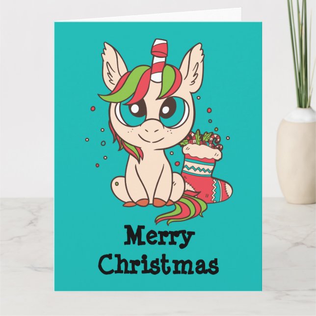 Carte Unicorne de Noël (Devant)