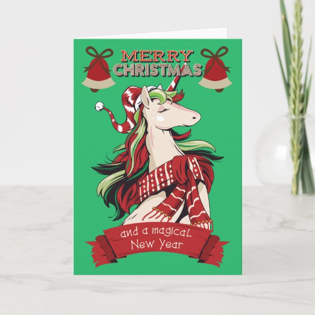 Carte Unicorne de Noël (Devant)