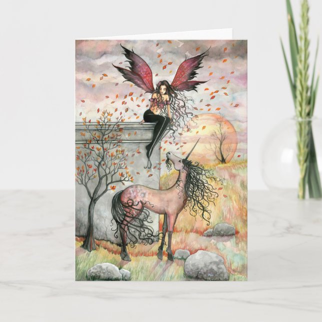 Carte Unicorne Fée Enchantée Automne (Devant)