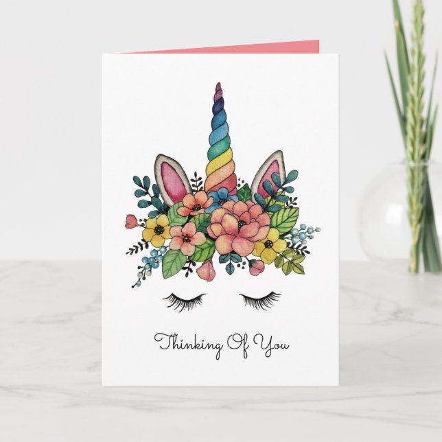 Carte Unicorne Lashes Avec Rainbow Horn (Devant)