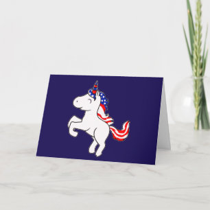 Carte Unicorne Off White Patriotic USA Drapeau Mane Cart