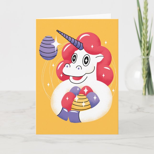 Carte Unicorne, Pâques (Devant)