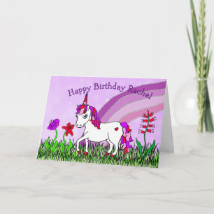 Carte Unicorne personnalisée, Fleurs, Anniversaire des p