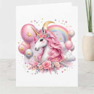 Carte Unicorne rose