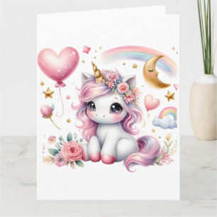 Carte Unicorne rose