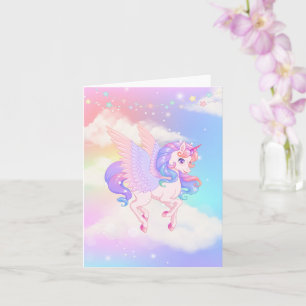 Carte Unicorne rose violet