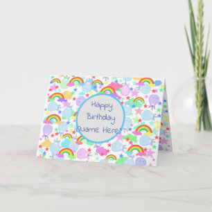 Carte Unicorns Et Rainbows Anniversaire Personnalisé