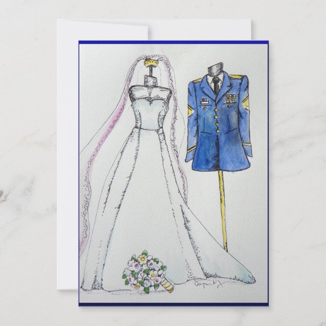 Carte uniforme de l'armée et robe mariage (Devant)
