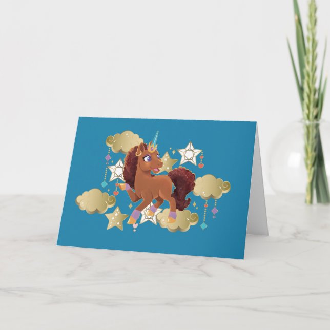 Carte Unique aux étoiles et aux nuages Unicorne (Devant)
