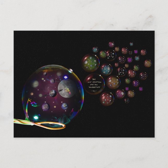 Carte Univers Bubble avec Rumi dicton S'émerveille (Devant)