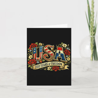 Carte Usa 250 years of freedom floral rose patriotic