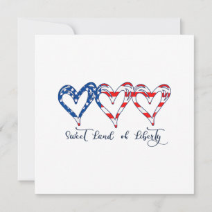 Carte USA Drapeau Patriotique Coeurs 4 juillet Sweet Lan