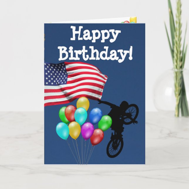 CARTE USA FLAG HEUREUX ANNIVERSAIRE ! (Devant)