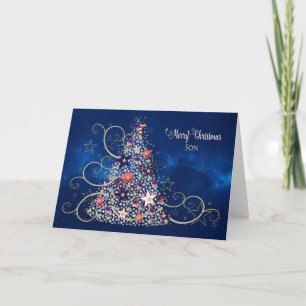 Carte USA Patriotic Military Christmas Tree