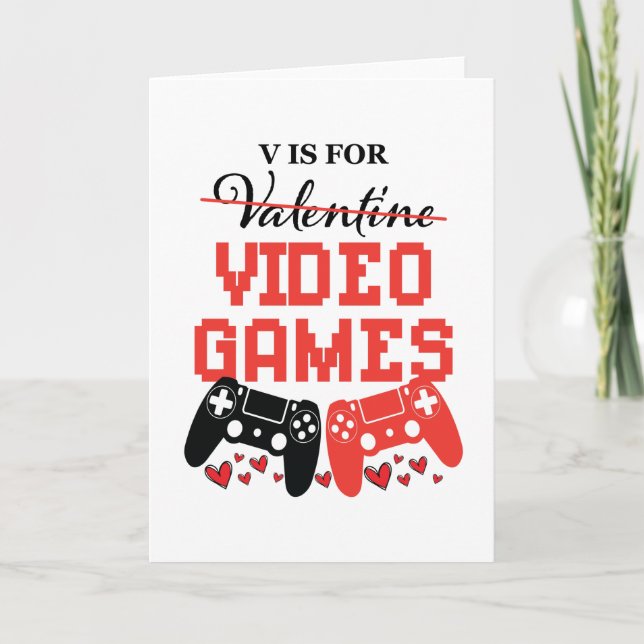 Carte V est pour Jeux Vidéos Jour Anti-Valentines (Devant)