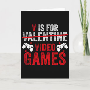 Carte V est pour les jeux vidéo drôle Saint-Valentin jou