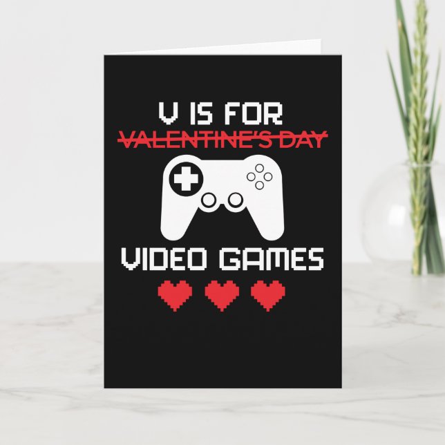 Carte V est pour les jeux vidéo drôles de Saint-Valentin (Devant)