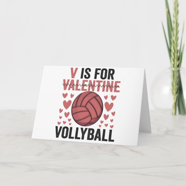 Carte V Est Pour Valentine Funny Volley Sport Amateurs (Devant)