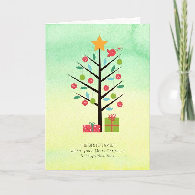 Carte Vacances Arbre de Noël Ombre (Devant)