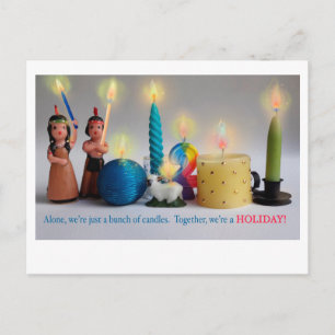 Carte VACANCES aux bougies Noël Hanoukah Thanksgiv
