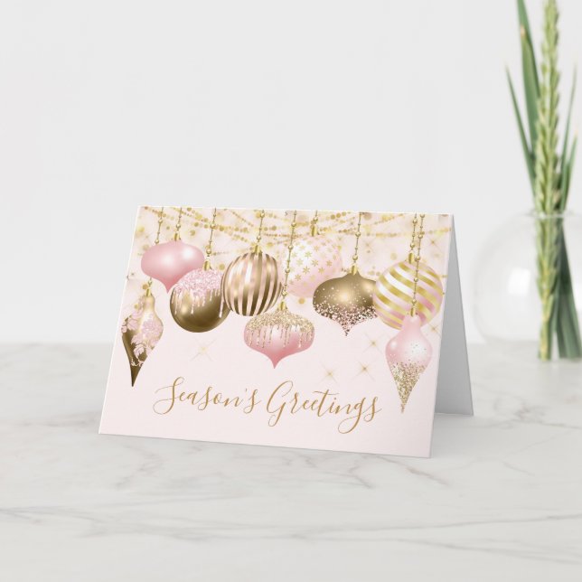 Carte Vacances d'affaires Blush Pink Gold Orament (Devant)