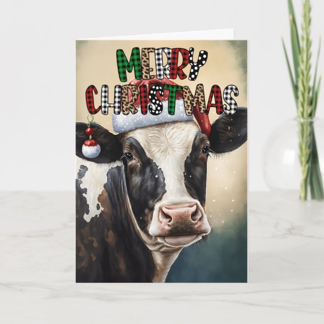 Carte Vacances de Noël à la vache (Devant)