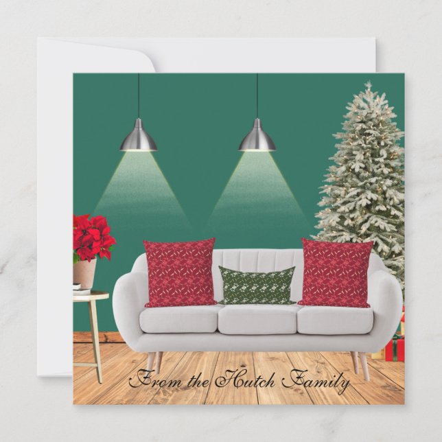 Carte Vacances de Noël Arbre Bouclé (Devant)