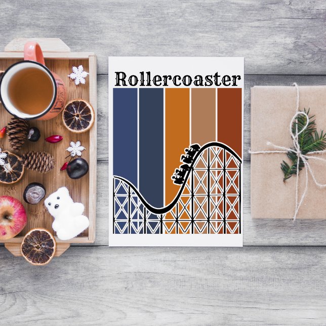 Carte Vacances d'été à cheval Rollercoaster Retro (Great card for summer or all year for a quick note or invitation. Rollercoaster nostalgia.)