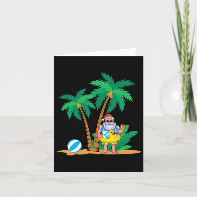Carte Vacances d'été tropicales Funny Père Noël Noël (Devant)