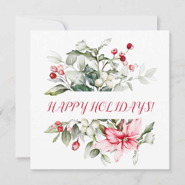 Carte Vacances d'hiver holly RED BERRY succursales (Devant)