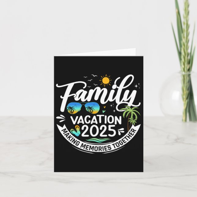 Carte Vacances en famille 2025 Plage Tenue assortie Vaca (Devant)