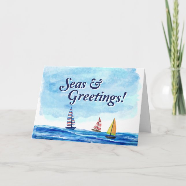 Carte Vacances en mer et salutations (Devant)