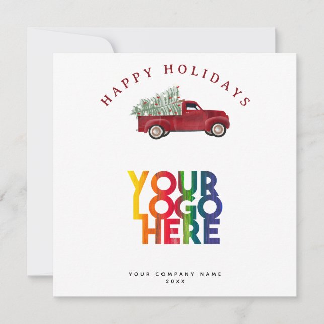 Carte Vacances Entreprise Logo Arbre de Noël (Devant)