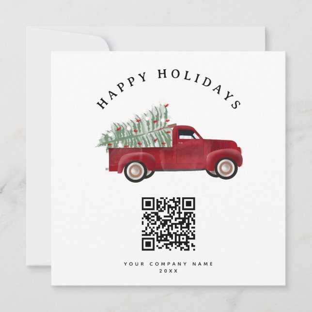 Carte Vacances Entreprise QR Code Arbre de Noël (Devant)