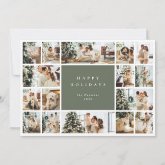 Carte Vacances Green Multi Photo Simple et moderne
