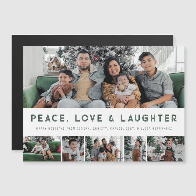 Carte Vacances Multiphoto Peace, Love & Laughing (Devant / Derrière)