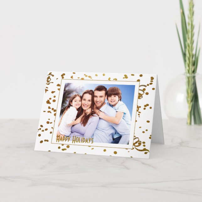 Carte Vacances personnalisées minimalistes Gold & White (Devant)