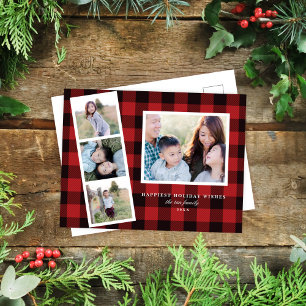 Carte Vacances Plaid Buffalo Rouge Multi Photo