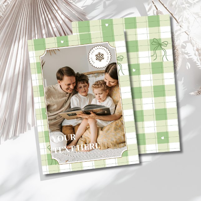 Carte Vacances Plaid En vichy Vert Simple (Créateur téléchargé)