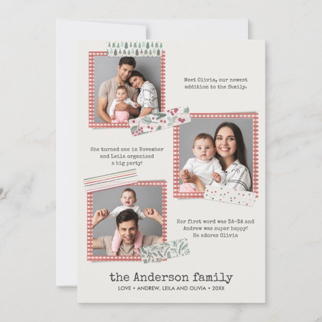 Carte Vacances Scrapbooking | Bilan de l'année 3 photos (Devant)